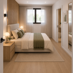 Vista dormitorio principal y puerta baño